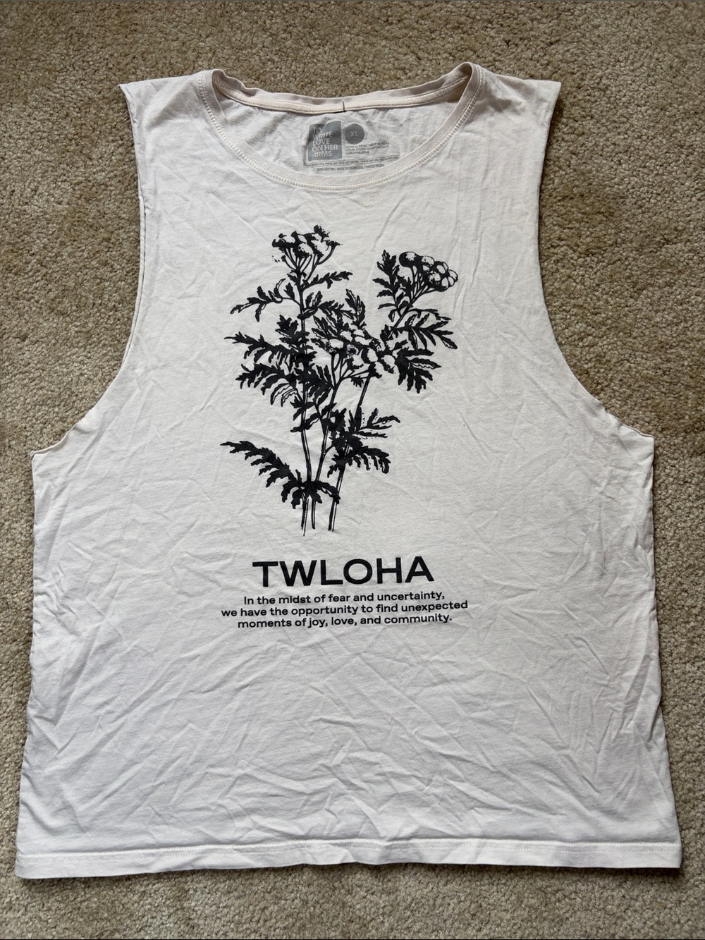 TWLOHA To Write Love on Her Arms Cream Muscle Tank Top